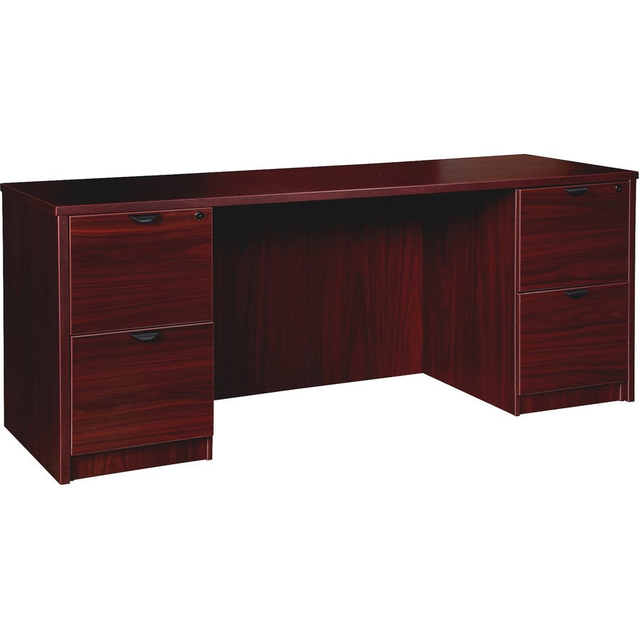 Lorell Prominence 2.0 Double-Pedestal Credenza - 29" Height x 66" Width x 24" Depth, 1" Thickness Top - Total Drawer(s): 2 - Double Pedestal on Left/Right Side - Band Edge - Material: Particleboard - Finish: Thermofused Melamine (TFM) - Grommet, Mar Re...