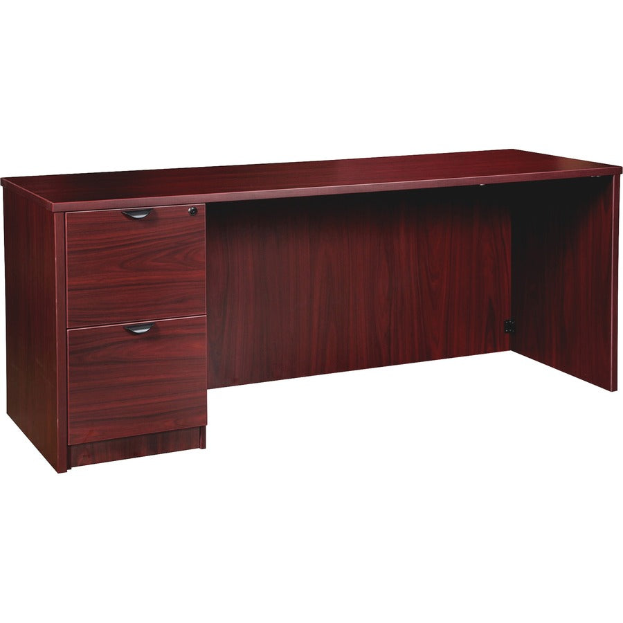 Lorell Prominence 2.0 Left-Pedestal Credenza - 29" Height x 72" Width x 24" Depth, 1" Thickness Top - Total Drawer(s): 2 - Single Pedestal on Left Side - Band Edge - Material: Particleboard - Finish: Thermofused Melamine (TFM) - 1 Each