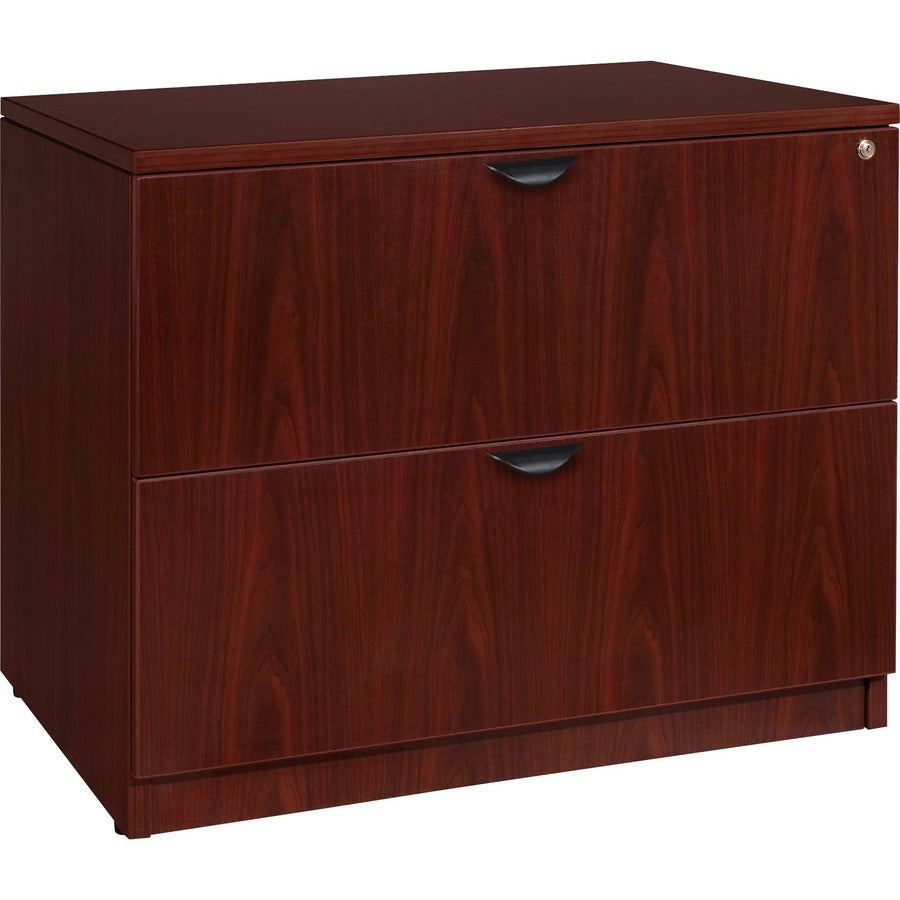 Lorell Prominence 2.0 Lateral File - 29" Height x 36" Width x 22" Depth - Total Drawer(s): 2 - Band Edge - Material: Laminate - Finish: Mahogany - Durable, Mar Resistant, Burn Resistant, Impact Resistant, Anti-tilt Mechanism, Ball Bearing Slides, Locka...
