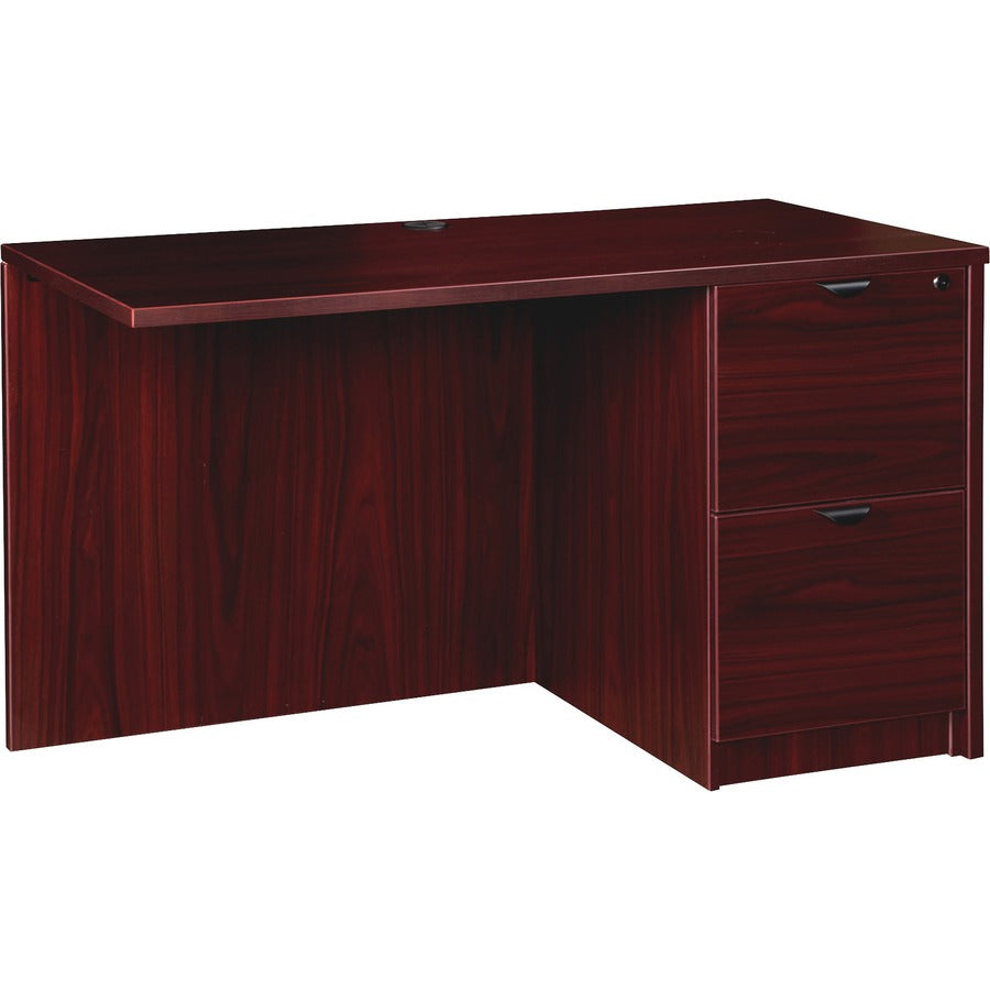 Lorell Prominence 2.0 Right Return - 29" Height x 48" Width x 24" Depth, 1" Thickness Top - Total Drawer(s): 2 - Band Edge - Material: Particleboard - Finish: Mahogany - 1 Each