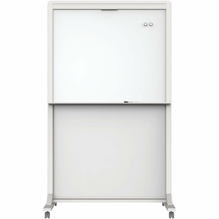 Quartet Motion Dual-Track Mobile Magnetic Dry-Erase Easel - 40" (3.3 ft) Width x 68" (5.7 ft) Height - White Painted Steel Surface - White Aluminum, Aluminum Frame - Rectangle - Horizontal - Magnetic - Assembly Required - 1 Each