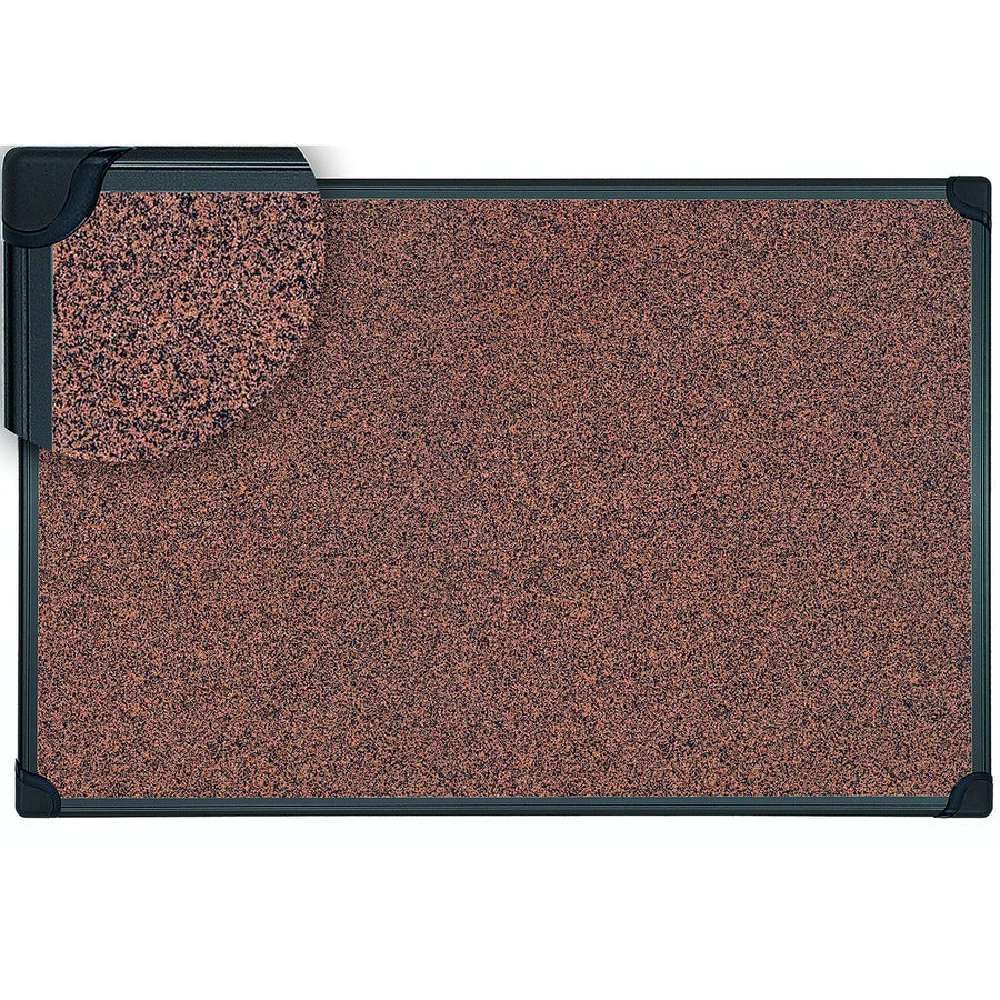 MasterVision Maya Series Techcork Board - 48" Board Height x 36" Board Width - Brown Rubber Surface - Self-healing - Black Aluminum Frame - 1 Each