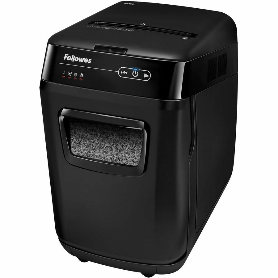 Fellowes AutoMax 200M Auto Feed Shredder - Non-continuous Shredder - Micro Cut - 200 Per Pass - for shredding Staples, Credit Card, Paper - 0.078" x 0.546" Shred Size - P-5 - 11 ft/min - 9" Throat - 25 Minute Run Time - 25 Minute Cool Down Time - 8.50...