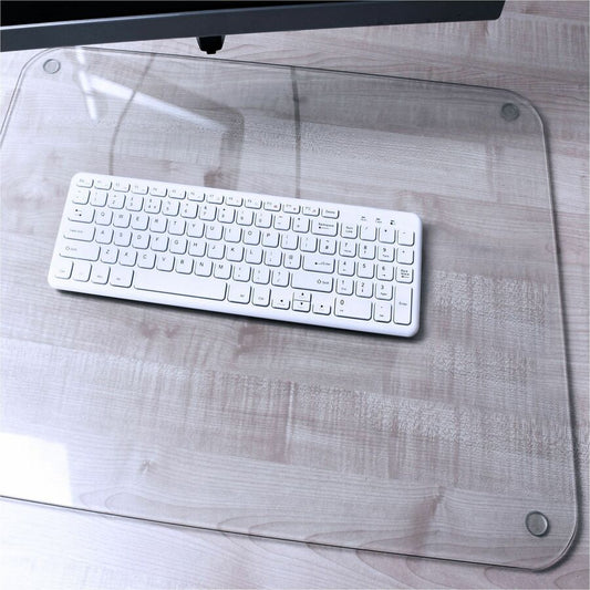 Floortex Desktex, Glaciermat Glass Desk Pad - 20" x 36" - Rectangular - 20" Width x 36" Length x 0.20000" Depth - Clear Backing - Tempered Glass - Clear