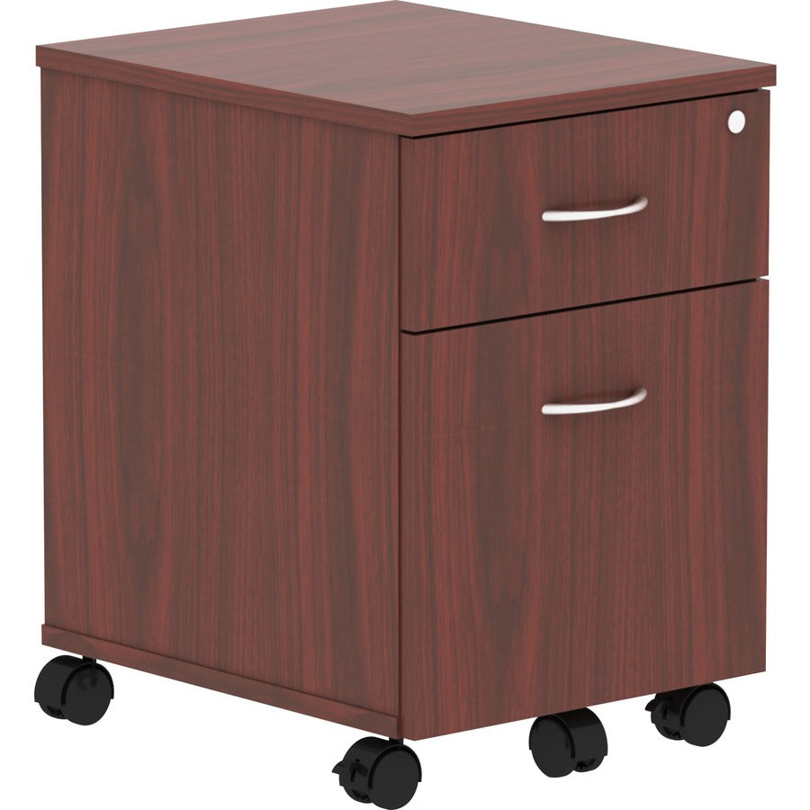 Lorell Relevance Series 2-Drawer File Cabinet - Rectangle - 22.9" Height x 15.7" Width x 19.9" Depth - Total Drawer(s): 2 - Finish: Mahogany Laminate - Locking Pedestal, Dual Wheel Caster, Adjustable Leveler - For Office - 1 Each