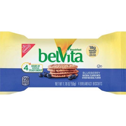 belVita Breakfast Biscuits - Individually Wrapped, Hydrogenated Oil-free, Sweetener-free - Blueberry - 1.76 oz - 1 Box