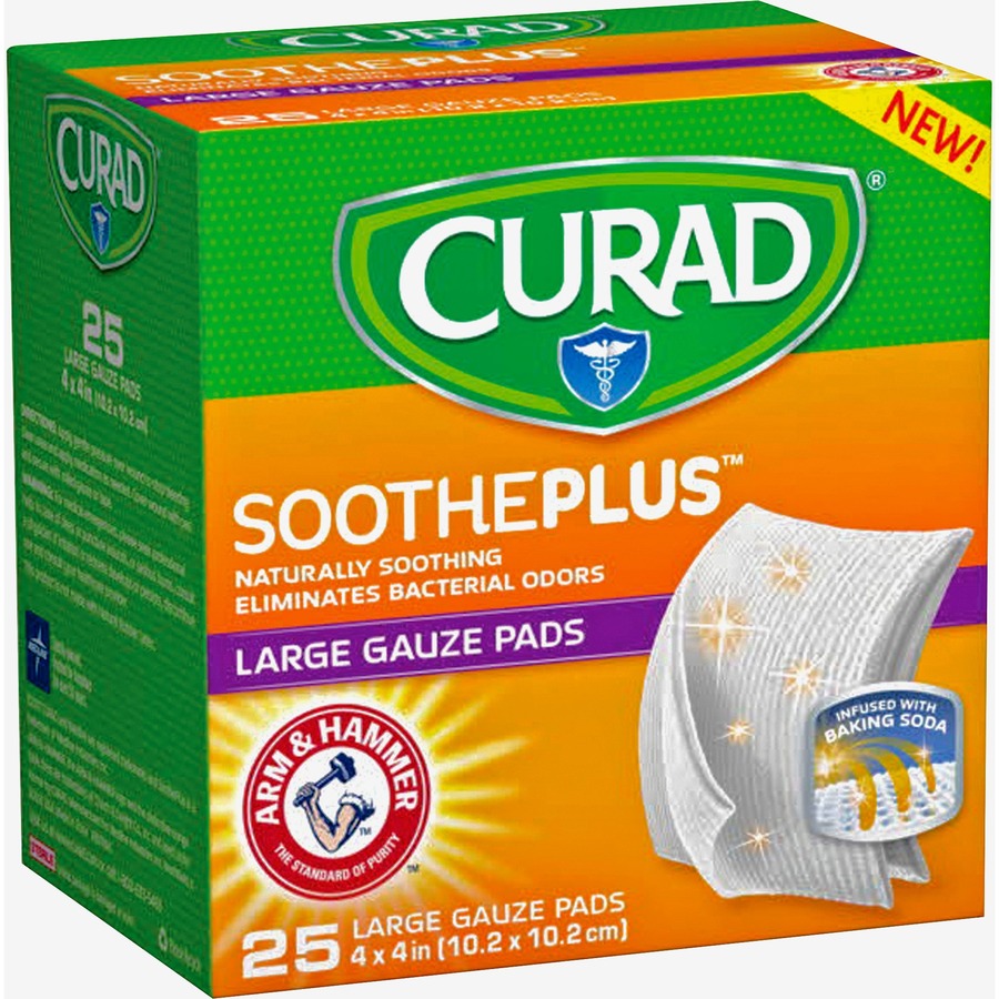 Curad SoothePlus Medium Non-stick Pads - - 4" Width x 4" Length - White - 1 Box