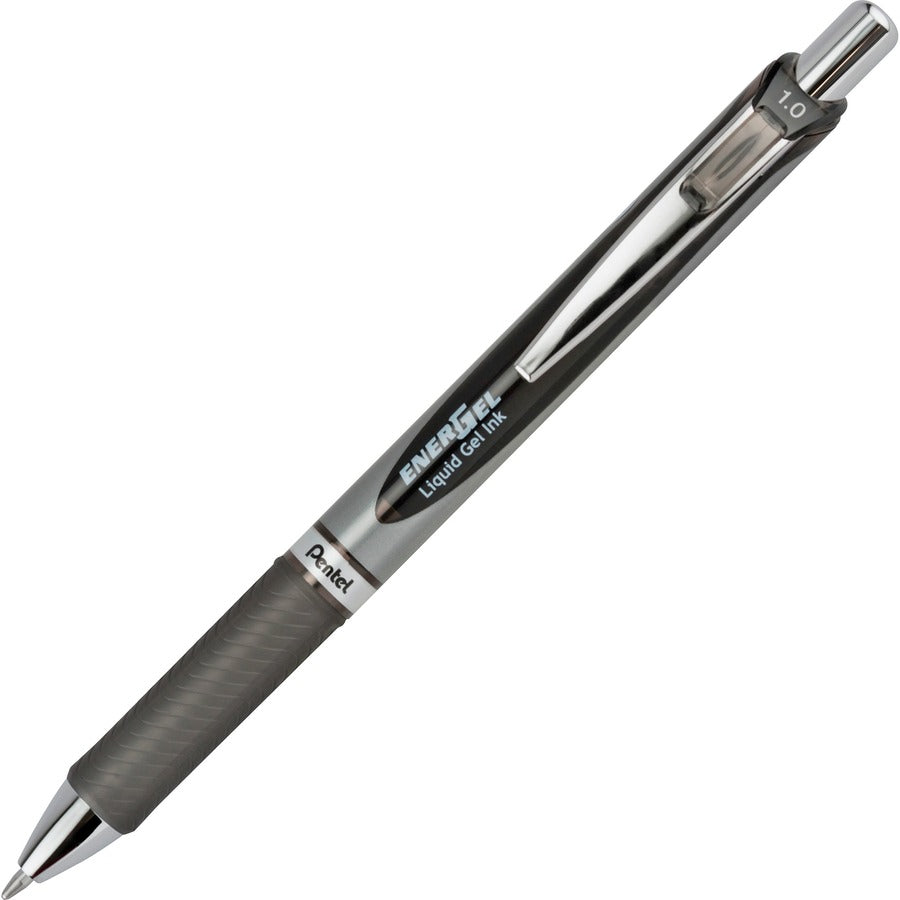 EnerGel EnerGel RTX Liquid Gel Pens - Refillable - Retractable - Black Ink - Gray Barrel - 1 Each