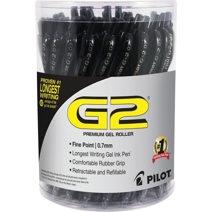 G2 Retractable Gel Ink Pens with Black Ink - Refillable - Retractable - Black Ink - Black Barrel - 36 / Pack