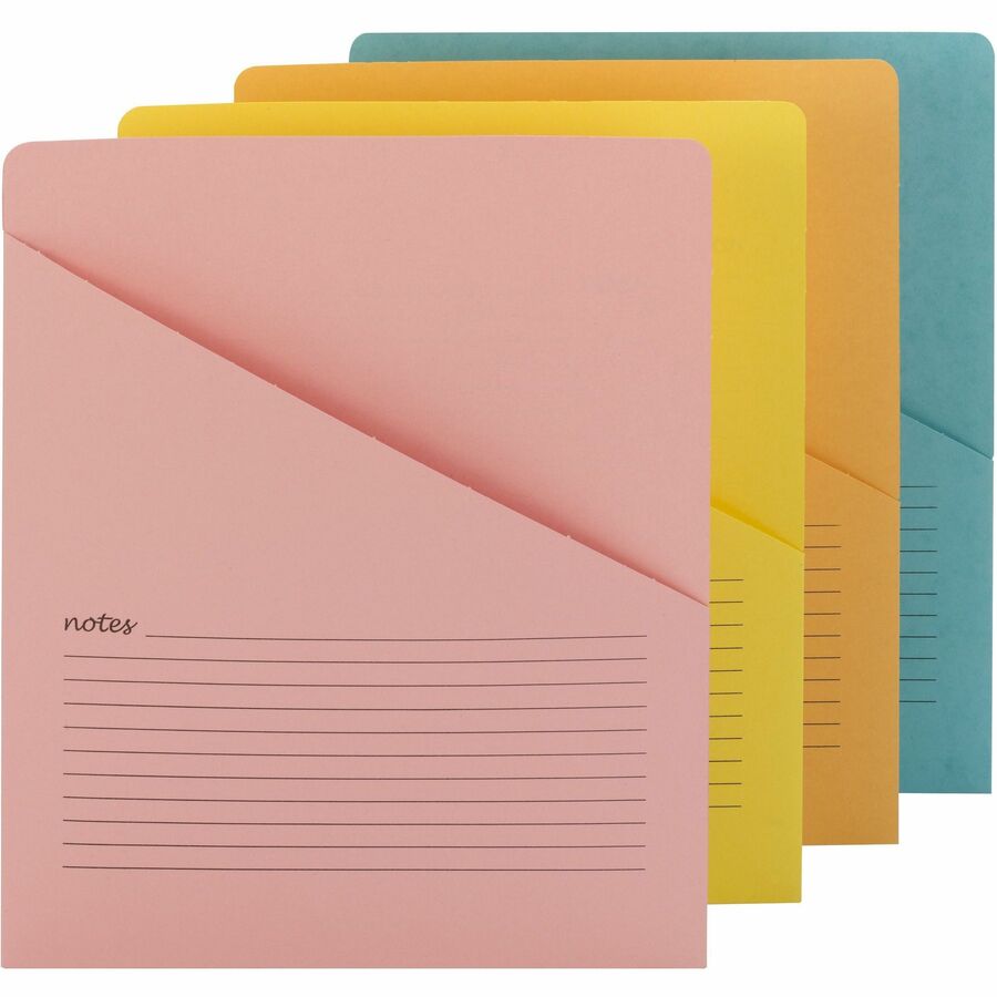 Smead Organized Up Recycled File Jacket - 11 pt. - Aqua, Goldenrod, Pink, Yellow - Preprinted, Sturdy, Closed Sides - 10% Recycled - 12 / Pack