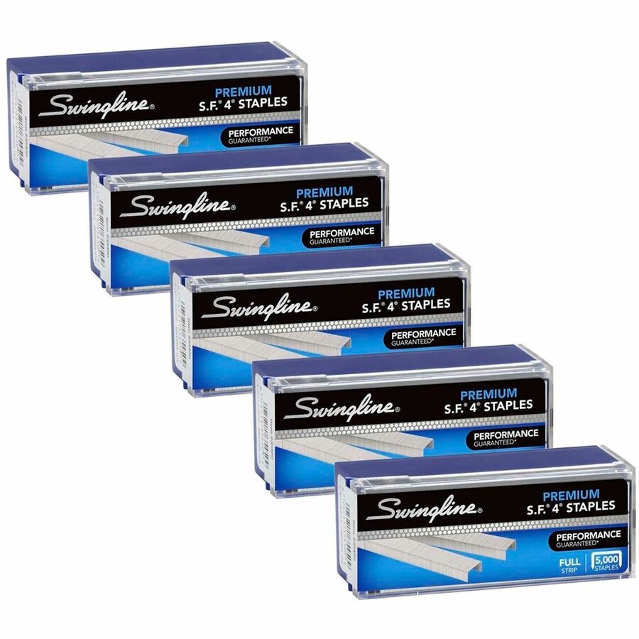 Swingline S.F. 4 Premium Staples - Premium - 1/4" Leg - for Paper - Chisel Point - Silver - 210 Per Strip - 5000 Per Cartridge - 5000/Box - 5 / Pack