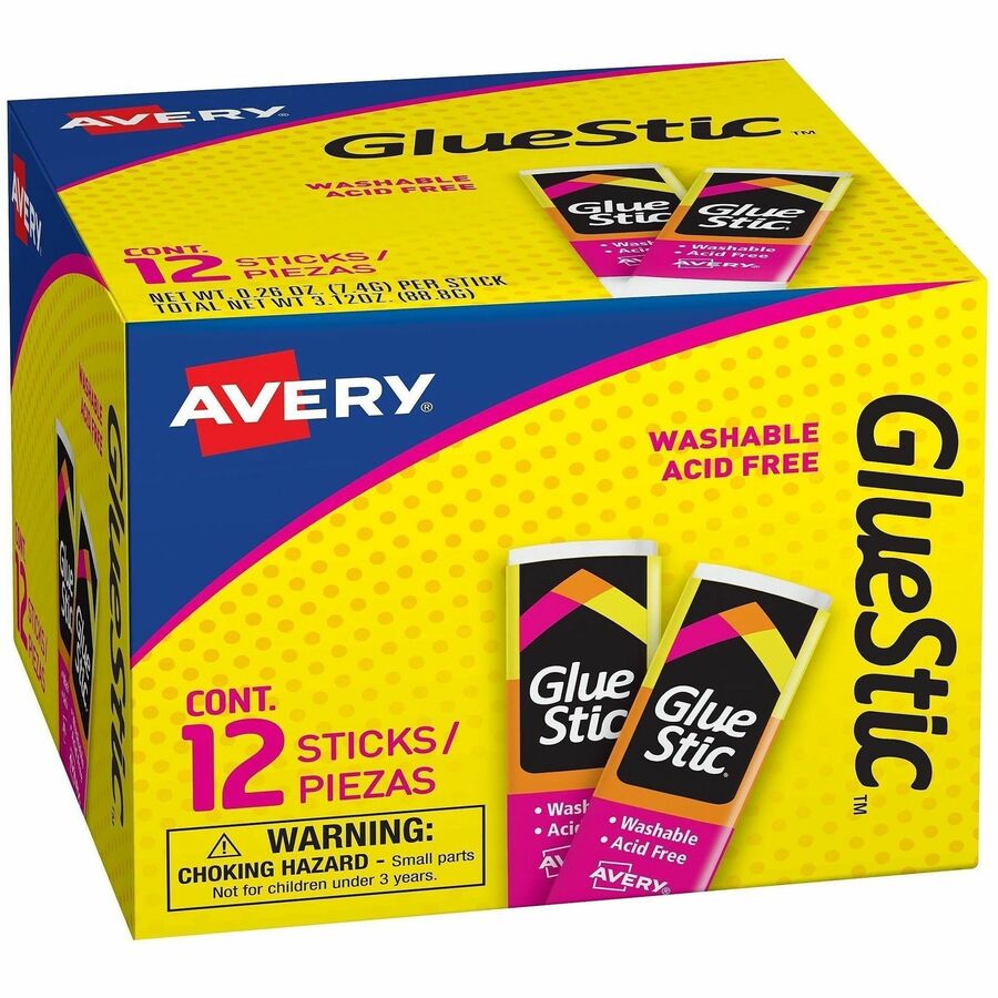 Avery&reg, Permanent Glue Stic - 0.26 fl oz - White - 12 / Box