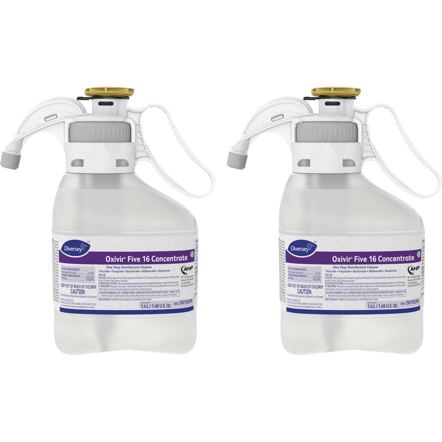 Diversey Oxivir Five 16 Disinfectant Cleaner - Concentrate - 47.3 fl oz (1.5 quart) - Characteristic Scent - Disinfectant, VOC-free - Clear - 2 / Carton