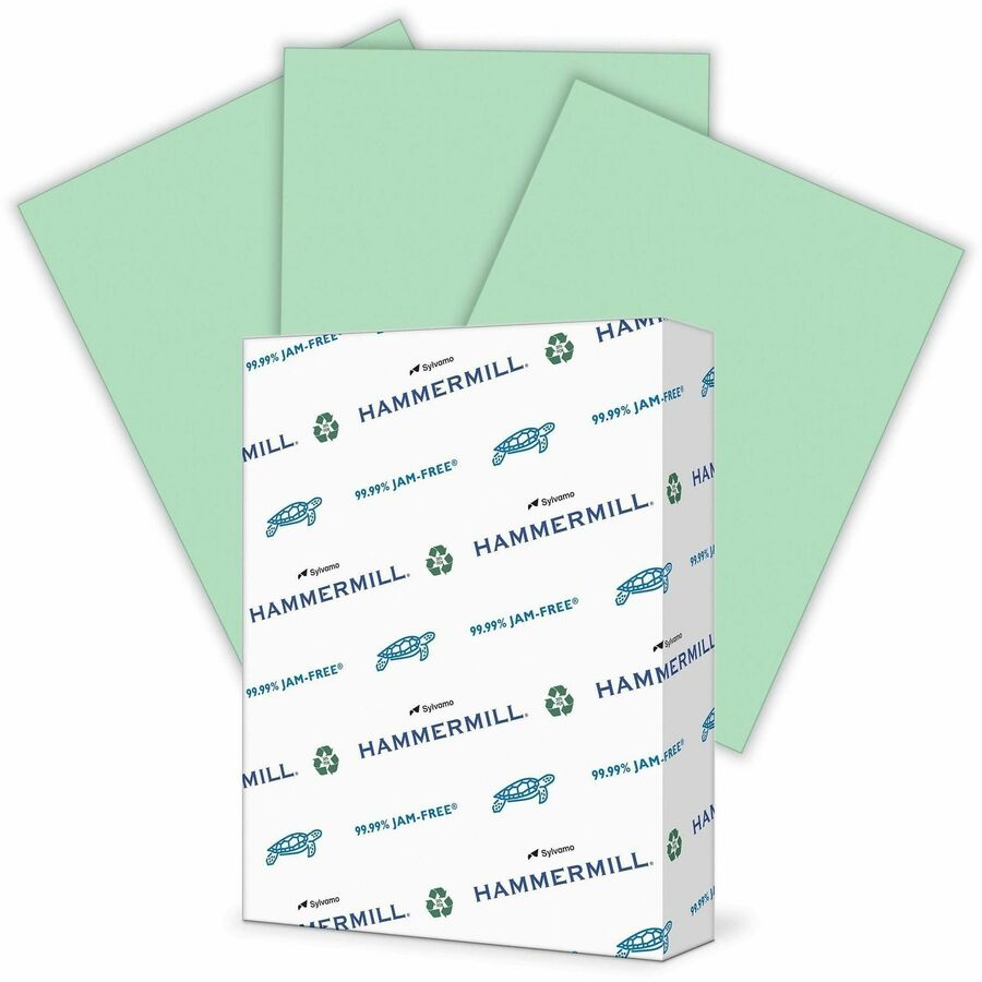 Hammermill Colors Recycled Copy Paper - Green - Letter - 8 1/2" x 11" - 20 lb Basis Weight - Smooth - Jam-free, Archival-safe, Acid-free - Green - 500 Sheets per Ream - 10 / Carton