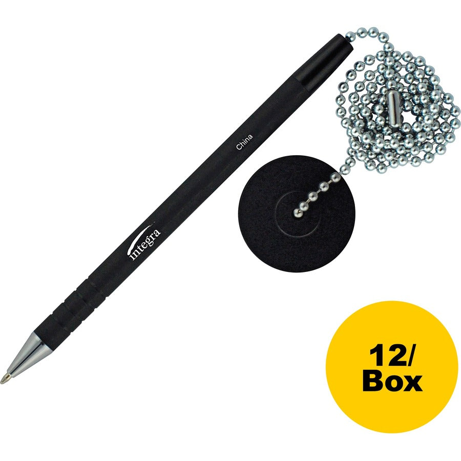 Integra Antimicrobial Rubber Barrel Counter Pen - Black Ink - Rubber Barrel - 12 / Box