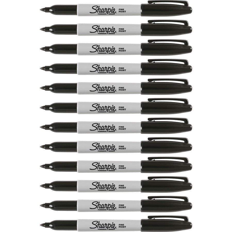 Sharpie Fine Point Permanent Ink Markers - Black Ink - Alcohol Based - 12 / Dozen