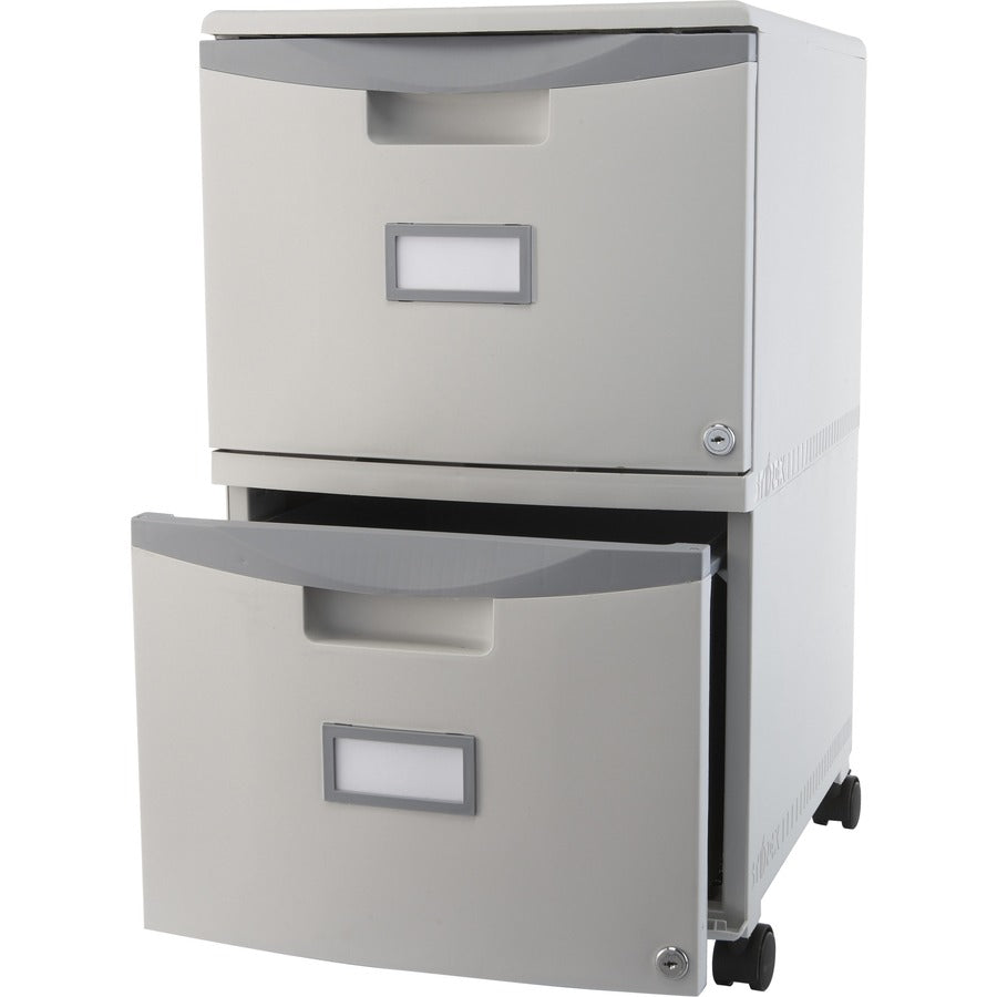 Storex Single/Double Poly Filing Drawer - 14.1" Length x 31.8" Width x 26" Height - 2 x Drawer(s) for File - Lightweight, Stackable, Moisture Resistant, Rust Resistant, Lockable, Durable, Label Holder, Locking Casters, Dent Resistant, Scratch Resistant...
