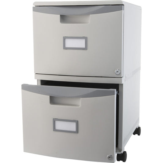 Storex Single/Double Poly Filing Drawer - 14.1" Length x 31.8" Width x 26" Height - 2 x Drawer(s) for File - Lightweight, Stackable, Moisture Resistant, Rust Resistant, Lockable, Durable, Label Holder, Locking Casters, Dent Resistant, Scratch Resistant...