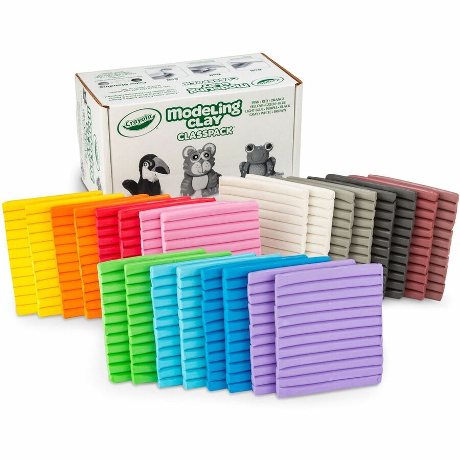 Crayola 12-Color Modeling Clay Classpack - Building Shapes, Sculpture, Art - Recommended For 6 Year - Pink, Red, Orange, Yellow, Green, Blue, Light Blue, Purple, Black, Gray, White, ... - 1 Box
