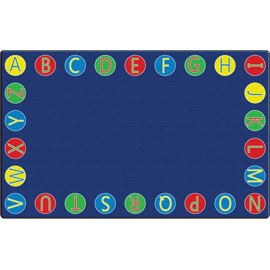 Flagship Carpets Alphabet Circles Seating Rug - 13.17 ft Length x 10.75 ft Width x 0.50" Thickness - Rectangle - Multicolor