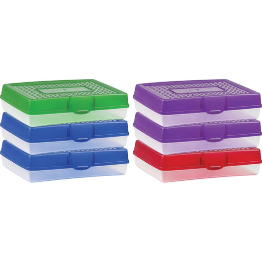 Storex Carrying Case Pencil - Assorted Bright - Impact Resistance - Plastic Body - Translucent - 2.9" Height x 11.3" Width x 7.8" Depth - 1 Carton