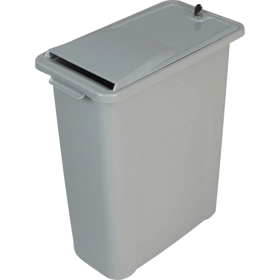 HSM Shred Disposal Bin - Tamper Proof Lid, Lockable Container - Gray