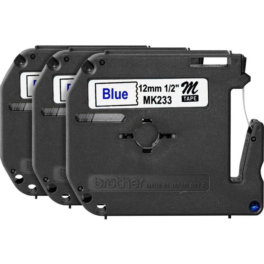P-touch P-touch Nonlaminated M Series Tape Cartridge - 1/2" Width x 26 1/5" Length - Rectangle - Direct Thermal - White - 3 / Bundle