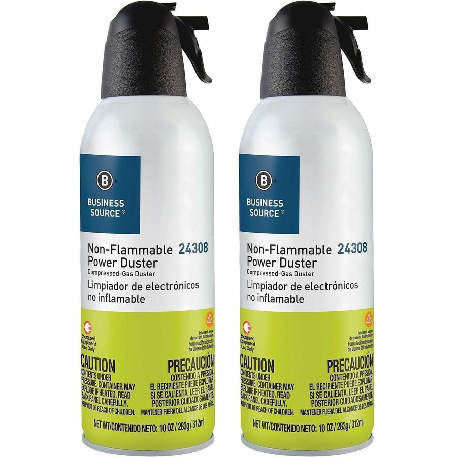 Business Source Nonflammable Power Duster - For Computer Equipment - 10 oz - Non-flammable, Ozone-safe - MultiCan - 2 / Pack