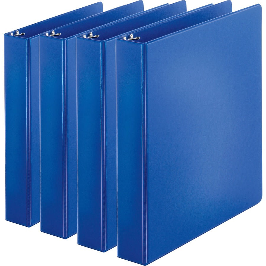 Business Source Basic Round Ring Binders - 1 1/2" Binder Capacity - Letter - 8 1/2" x 11" Sheet Size - 350 Sheet Capacity - 3 Ring - Fastener: Round Ring - Pocket: Internal - Chipboard, Polypropylene - Dark Blue - 1.02 lb - Exposed Rivet, Sturdy - 4 /...