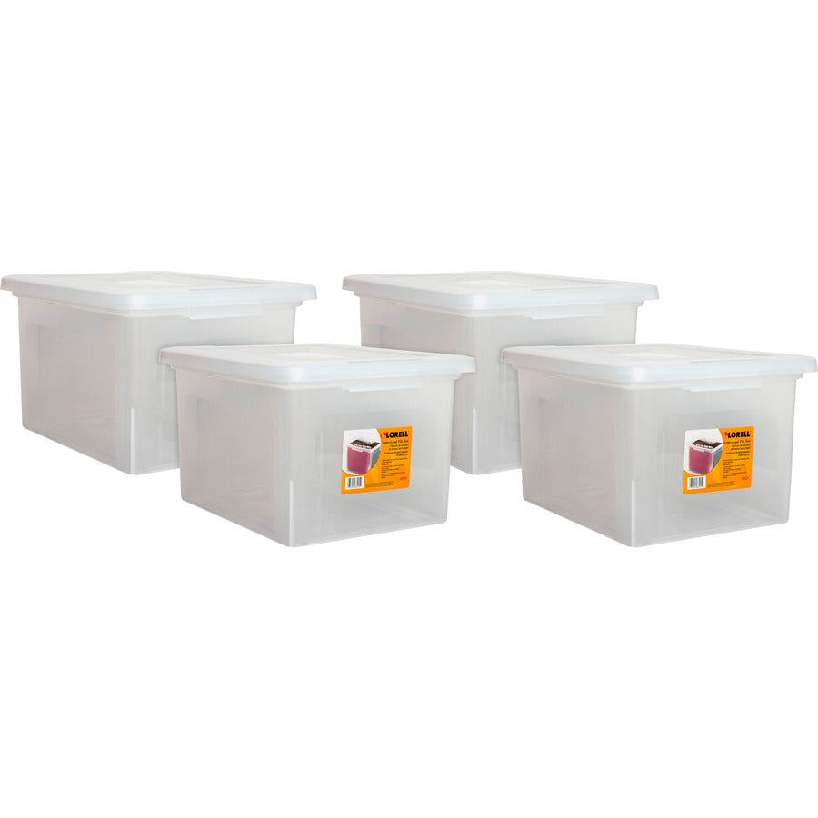 Lorell Stacking File Boxes - External Dimensions: 14.2" Width x 18" Depth x 10.8" Height - Media Size Supported: Letter, Legal - Interlocking Closure - Stackable - Plastic - Clear - For File - 2 / Carton