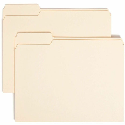 Smead 1/3 Tab Cut Letter Top Tab File Folder - 8 1/2" x 11" - 3/4" Expansion - Top Tab Location - Left Tab Position - 11 pt. - 1 Plys - Manila - Sturdy, Rounded Corner - 10% Recycled - 100/Box - 5 / Carton