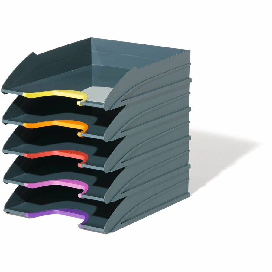 DURABLE VARICOLOR Desk Tray - Desktop - Stackable, Front Cut-out - Gray - Plastic - 1 Pack