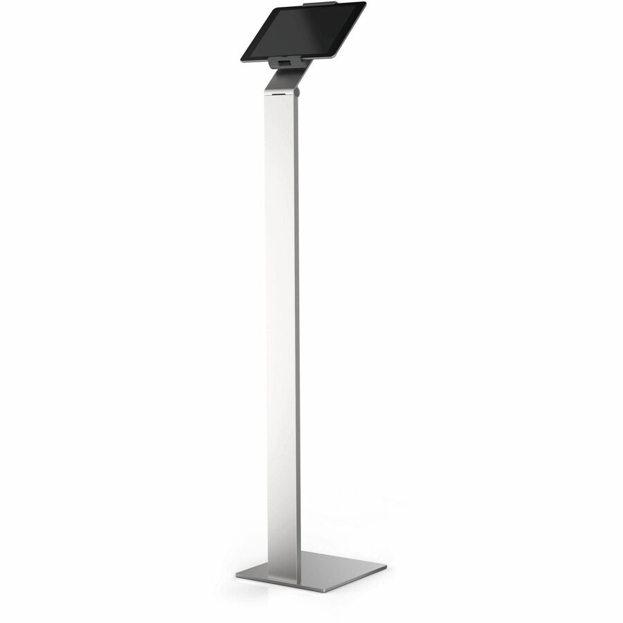 DURABLE Tablet Holder Floor - 47.8" Height x 10.6" Width x 10.6" Depth - Steel, Acrylonitrile Butadiene Styrene (ABS), Aluminum - Silver - Flexible, Floor Standing, Locking Mechanism, Adjustable Arm, 360&deg, Rotation, Durable, Cable Management, Tilt...