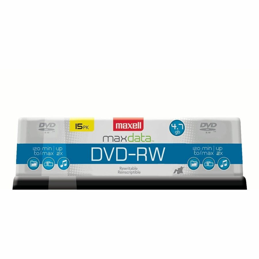 Maxell DVD Rewritable Media - DVD-RW - 2x - 4.70 GB - 15 / Pack - Gold - 120mm - Single-layer Layers - 2 Hour Maximum Recording Time
