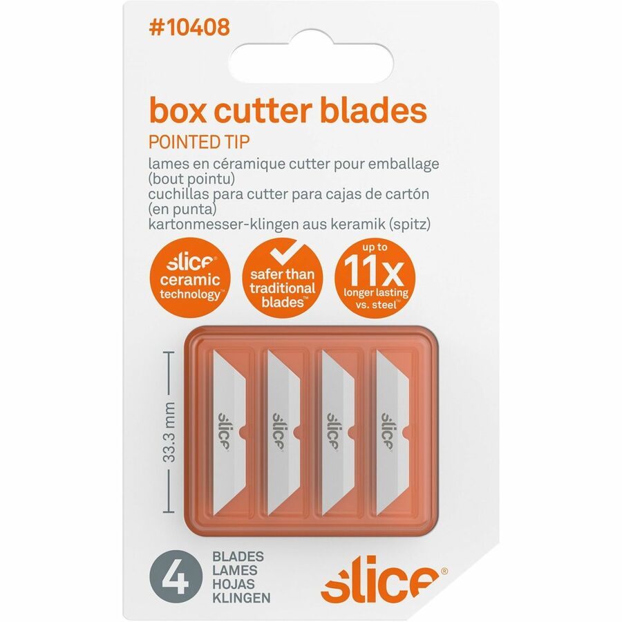 Slice Pointed Tip Ceramic Cutter Blades - 1.30" Length - Pointed Tip, Rust Resistant, Dual-sided, Non-magnetic, Non-conductive, Reversible, Non-sparking - Zirconium Oxide - White - 1 Pack