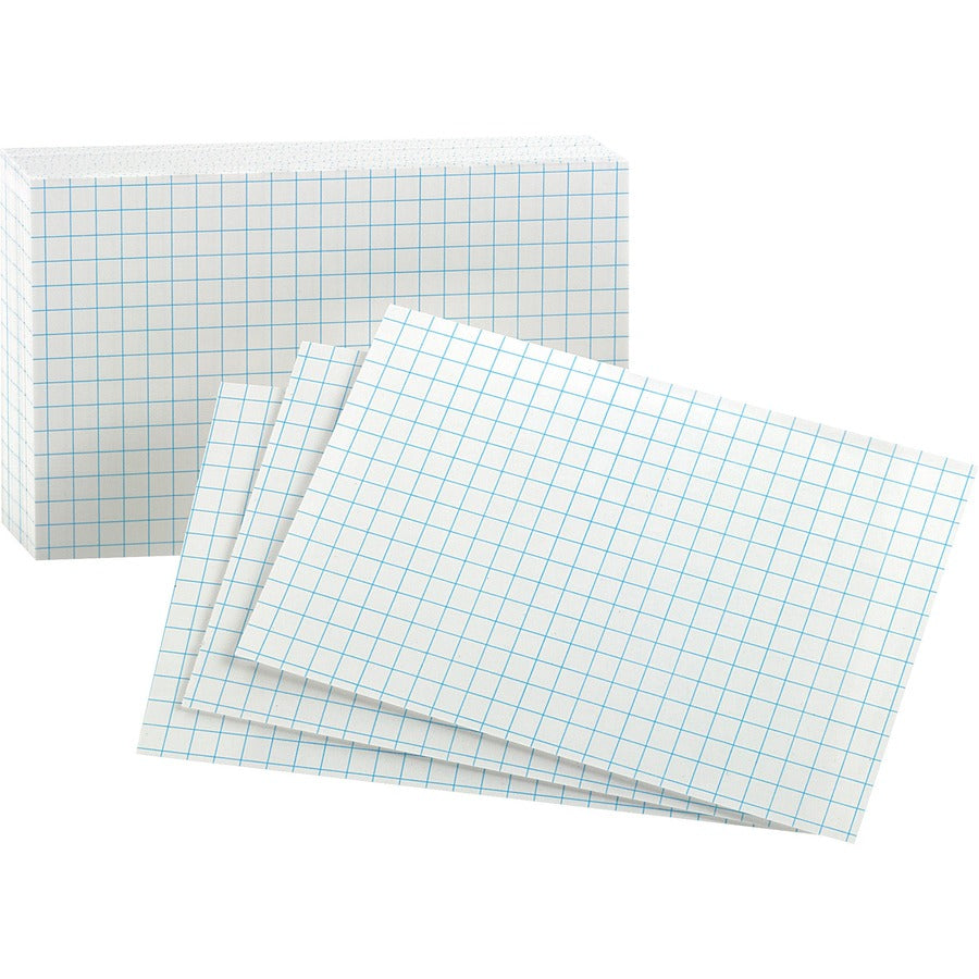 Oxford Graph Index Cards - 3" x 5" - 90 lb Basis Weight - Sustainable Forestry Initiative (SFI) - White - 1 Pack