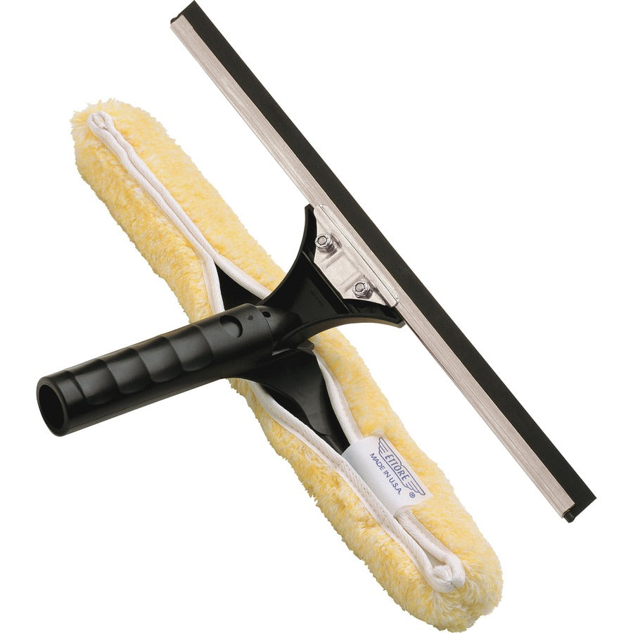 Ettore Stainless BackFlip Cleaning Tool - 14" Blade - 3" Height x 15.7" Width x 8.8" Length - Light Weight, Fatigue Resistant, Grooved Handle - Stainless Steel - 1Each