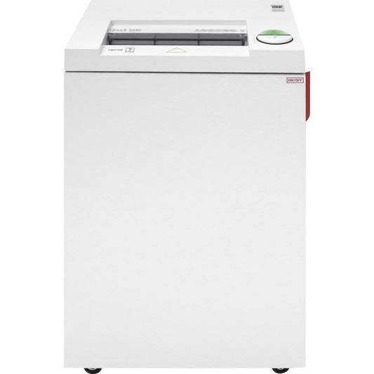 ideal. 2445 Super Micro-cut P-7 Paper Shredder - Continuous Shredder - Super Micro Cut - 7 Per Pass - for shredding Paper, Staples, Paper Clip, Credit Card - 0.187" x 0.031" Shred Size - P-7 - 14 ft/min - 9.50" Throat - 20 gal Wastebin Capacity - 372.8...