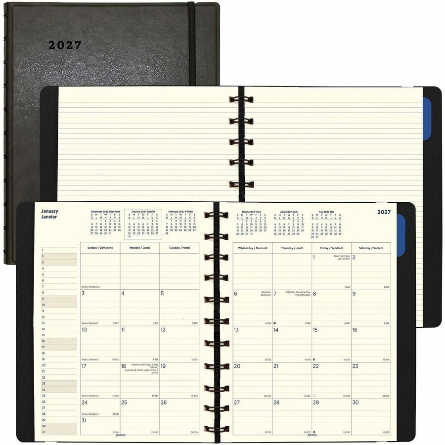 Filofax Monthly Planner, 17 Months, Bilingual, Black (C1811001) - Julian Dates - Monthly, Daily - 17 Month - August 2026 to December 2027