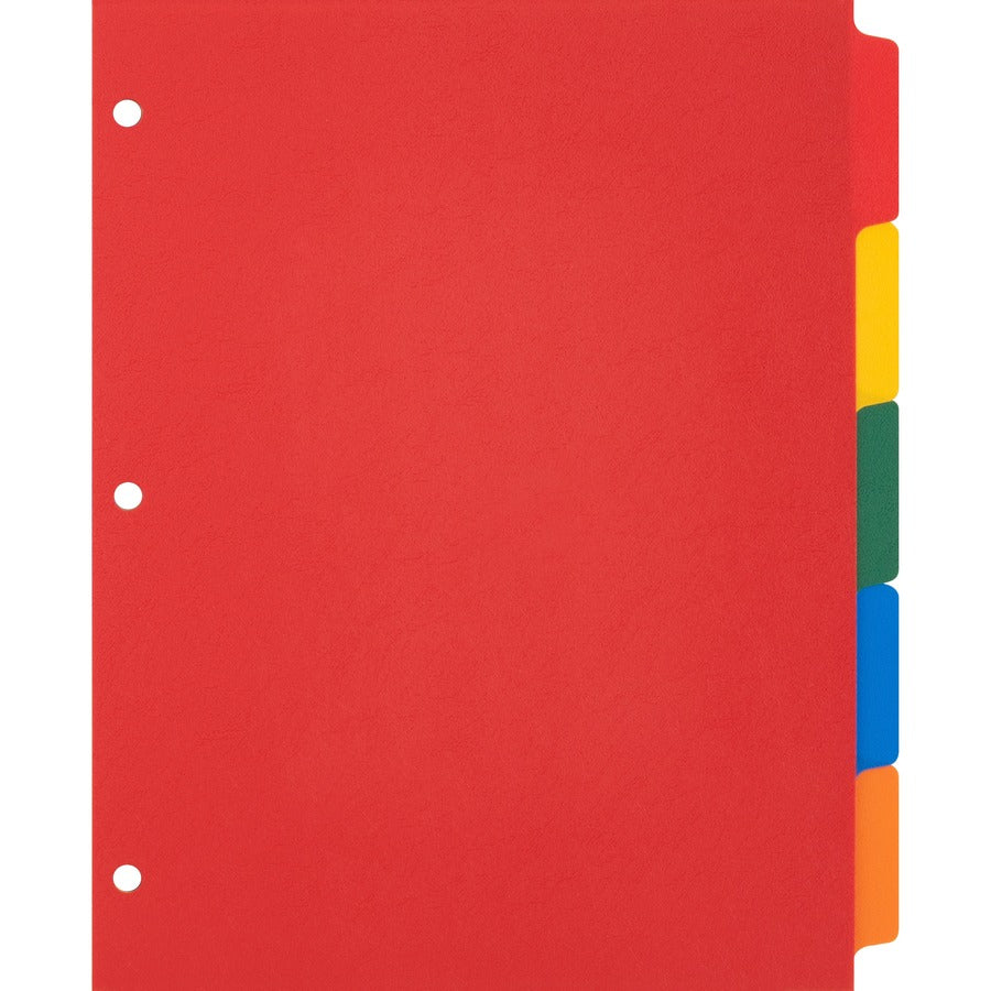 Business Source Plain Tab Color Polyethylene Index Dividers - Blank Tab(s) - 5 Tab(s)/Set - 8.5" Divider Width x 11" Divider Length - Letter - 3 Hole Punched - Red Polyethylene, Yellow, Green, Blue, Orange Divider - Red Polyethylene, Yellow, Green, Blu...