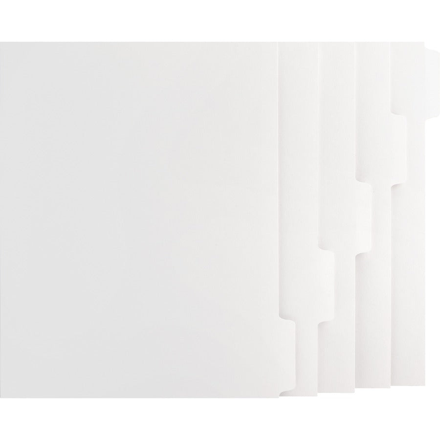 Business Source Tab Printer Economy Index Dividers - Print-on Tab(s) - 5 Tab(s)/Set - 8.5" Divider Width x 11" Divider Length - Letter - White Divider - White Tab(s) - 1 Box