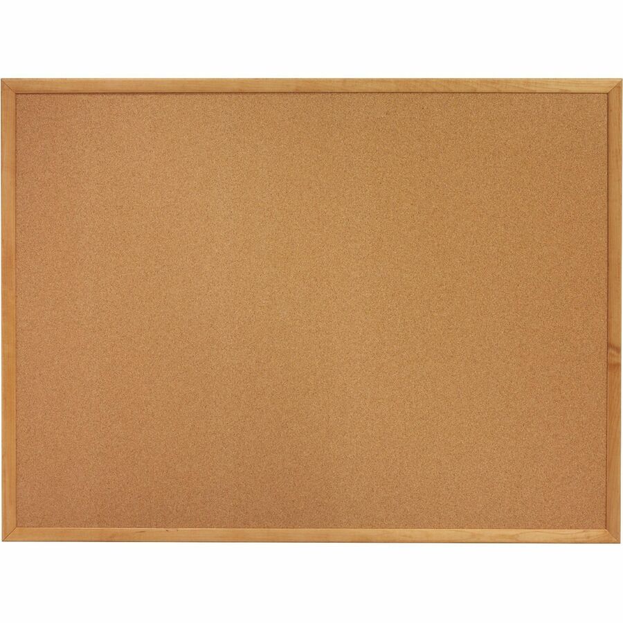 Lorell 19767 Bulletin Board - 24" Board Height x 36" Board Width - Cork Surface - Long Lasting, Warp Resistant - Brown Oak Frame - 1 Each