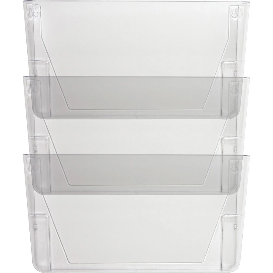 Lorell Wall File Pockets - 14.75" Height x 13.13" Width x 4.25" Depth - Clear - 3 / Pack