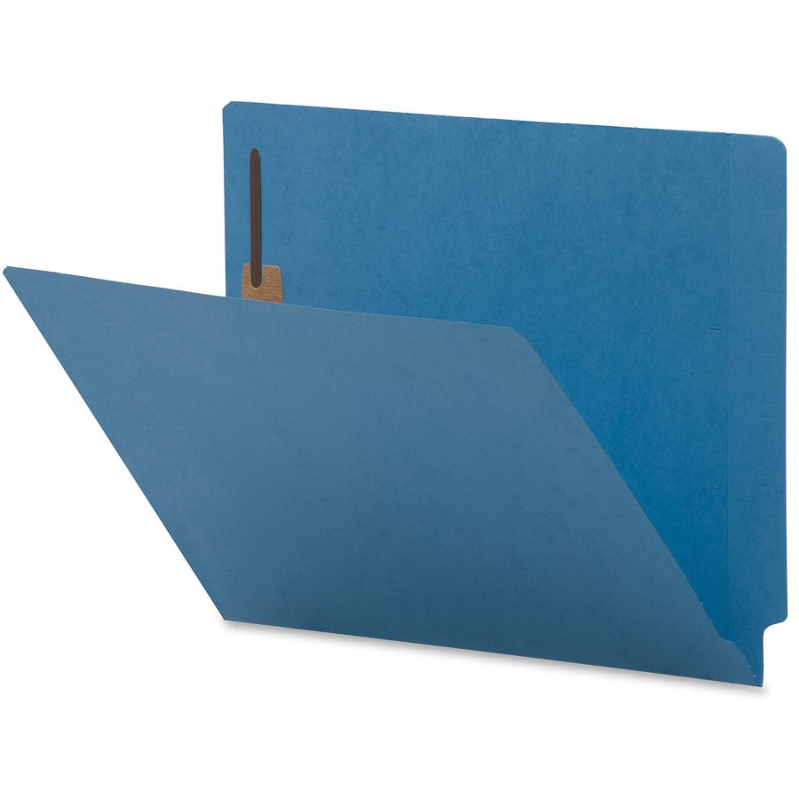 Business Source Letter Recycled Fastener Folder - 8 1/2" x 11" - 2 Fastener - End Tab Location - Blue - 10% Recycled - 50 / Box