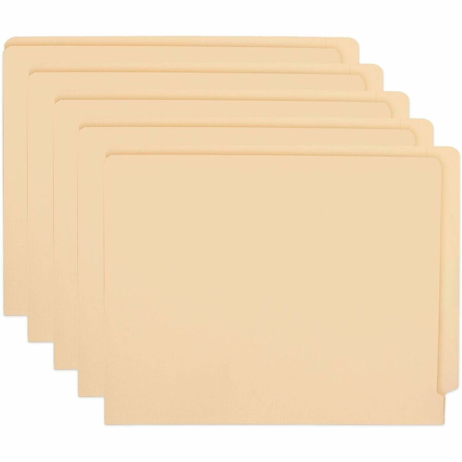 Business Source Straight Tab Cut Letter Recycled Fastener Folder - 8 1/2" x 11" - 2 Fastener - 2" Fastener Capacity - 11 pt. - Manila - Indexed Filing System, Bonded Fastener - 10% Recycled - 50/Box - 50 / Box