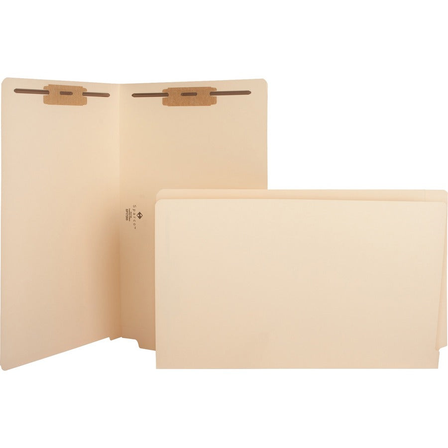 Business Source Straight Tab Cut Legal Recycled Fastener Folder - 8 1/2" x 14" - 2 Fastener - 2" Fastener Capacity - 11 pt. - Manila - 10% Recycled - 50 / Box