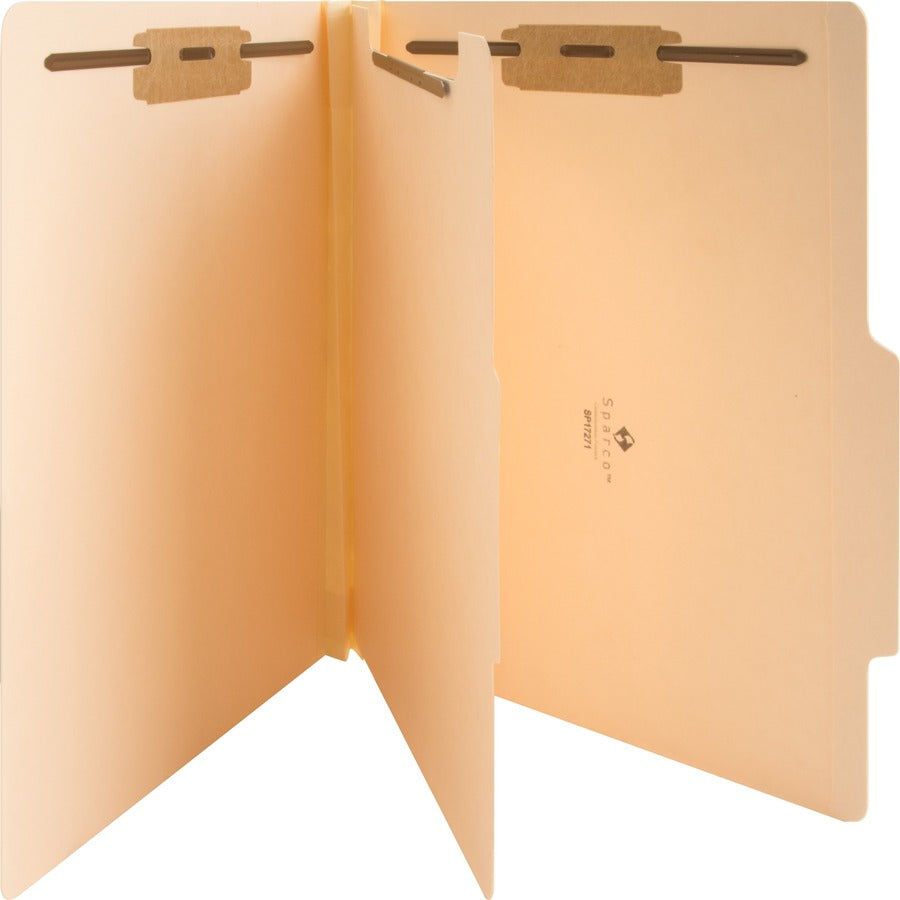 Business Source Letter Recycled Classification Folder - 8 1/2" x 11" - 2" Expansion - 2" Fastener Capacity - End Tab Location - 1 Divider - 18 pt. - Manila - 10% Recycled - 10 / Box