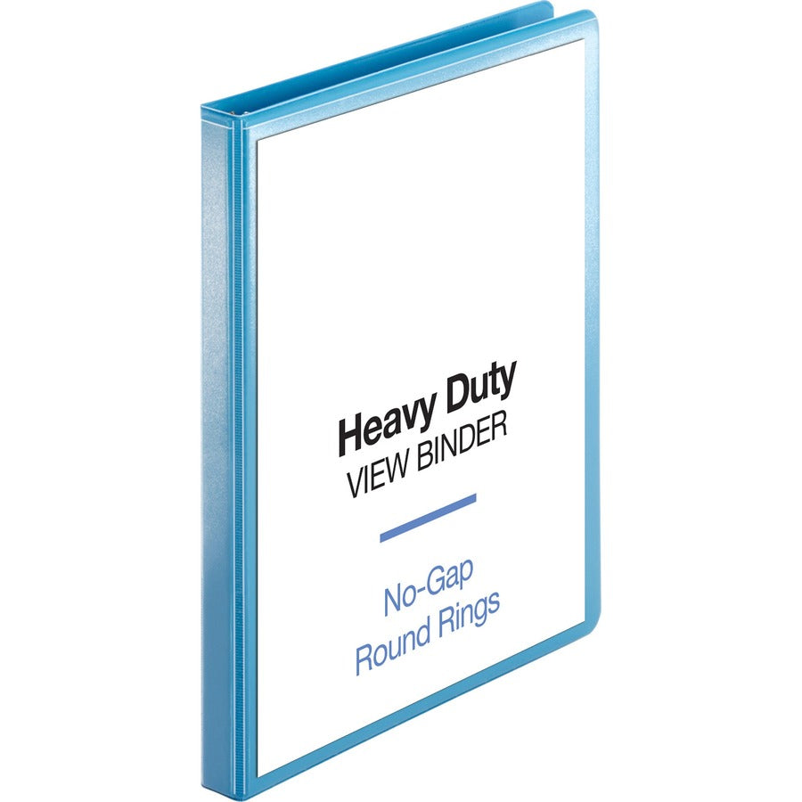 Business Source Round-ring View Binder - 1/2" Binder Capacity - Letter - 8 1/2" x 11" Sheet Size - 125 Sheet Capacity - Fastener: Round Ring - Pocket: 2, Internal - Polypropylene, Chipboard, Board - Light Blue - Wrinkle-free, Non-glare, Transfer Safe...