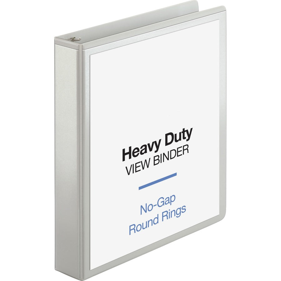 Business Source Round-ring View Binder - 1 1/2" Binder Capacity - Letter - 8 1/2" x 11" Sheet Size - 350 Sheet Capacity - Fastener: Round Ring - Pocket: 2, Internal - Polypropylene, Chipboard, Board - White - Wrinkle-free, Non-glare, Transfer Safe, Gap...