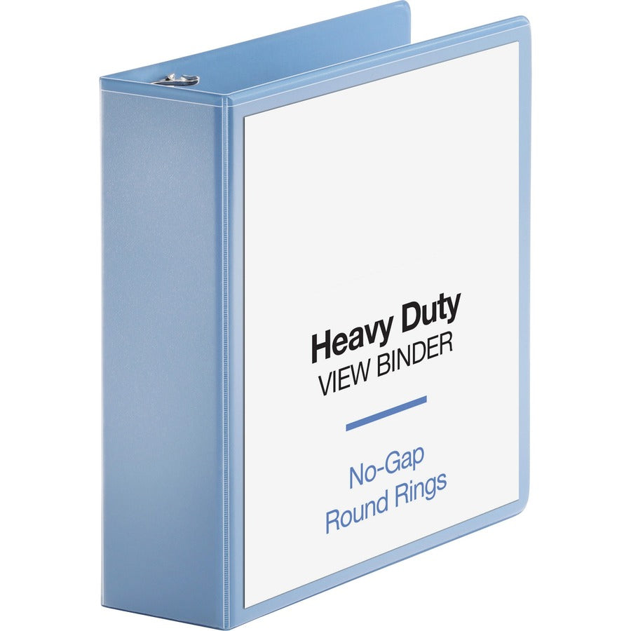 Business Source Round-ring View Binder - 3" Binder Capacity - Letter - 8 1/2" x 11" Sheet Size - 625 Sheet Capacity - Fastener: Round Ring - Pocket: 2, Internal - Polypropylene, Chipboard, Board - Light Blue - Wrinkle-free, Non-glare, Transfer Safe, Ga...